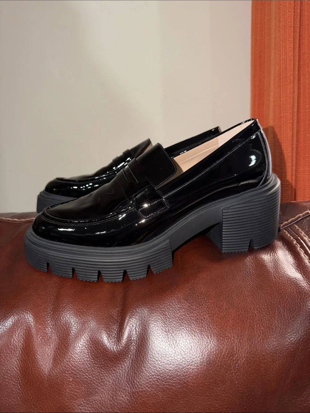 ‼️NEW Stuart Weitzman Soho Black Patent Leather Platform Loafers